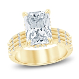 Radiant-Cut Lab-Grown Diamond Hidden Halo Engagement Ring 5-1/3 ct tw 14K Yellow Gold