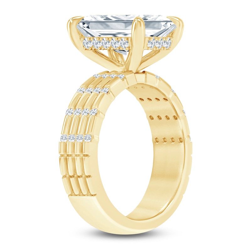 Main Image 2 of Radiant-Cut Lab-Grown Diamond Hidden Halo Engagement Ring 5-1/3 ct tw 14K Yellow Gold