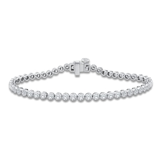 Jared Signature Round-Cut Lab-Grown Diamond Bezel-Set Tennis Bracelet 5 ct tw 14K White Gold 7"