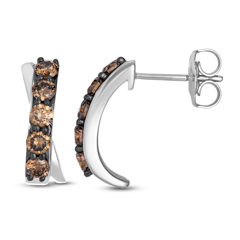 Main Image 1 of Le Vian Chocolate Diamond Crisscross Earrings 5/8 ct tw 14K Vanilla Gold