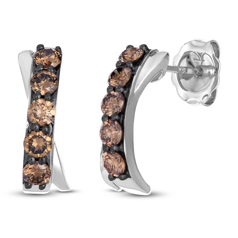 Main Image 2 of Le Vian Chocolate Diamond Crisscross Earrings 5/8 ct tw 14K Vanilla Gold