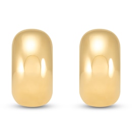 Chunky Huggie Hoop Earrings 10K Yellow Gold