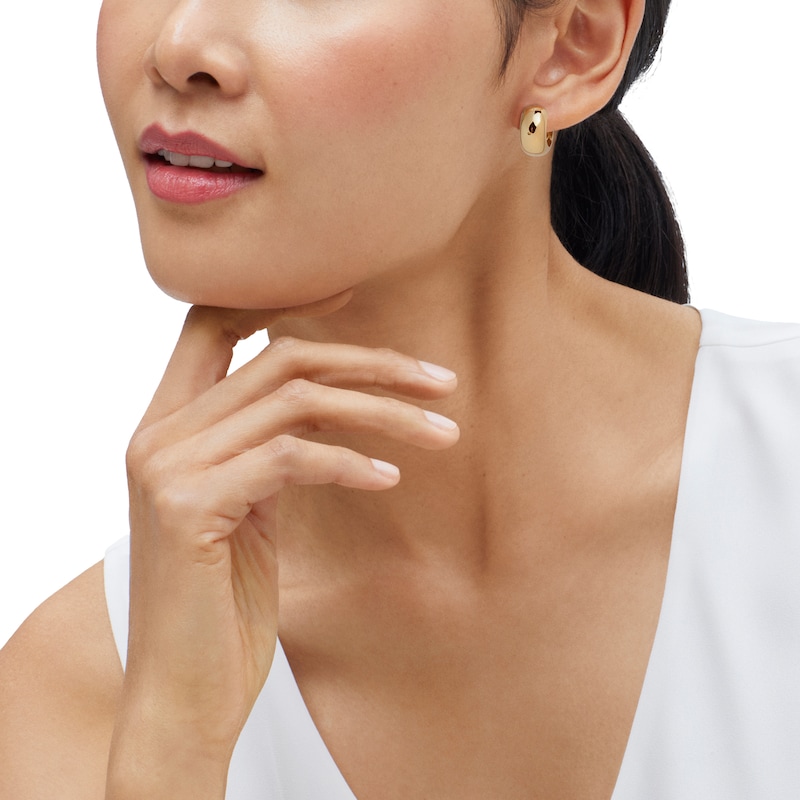 Main Image 4 of Chunky Huggie Hoop Earrings 10K Yellow Gold