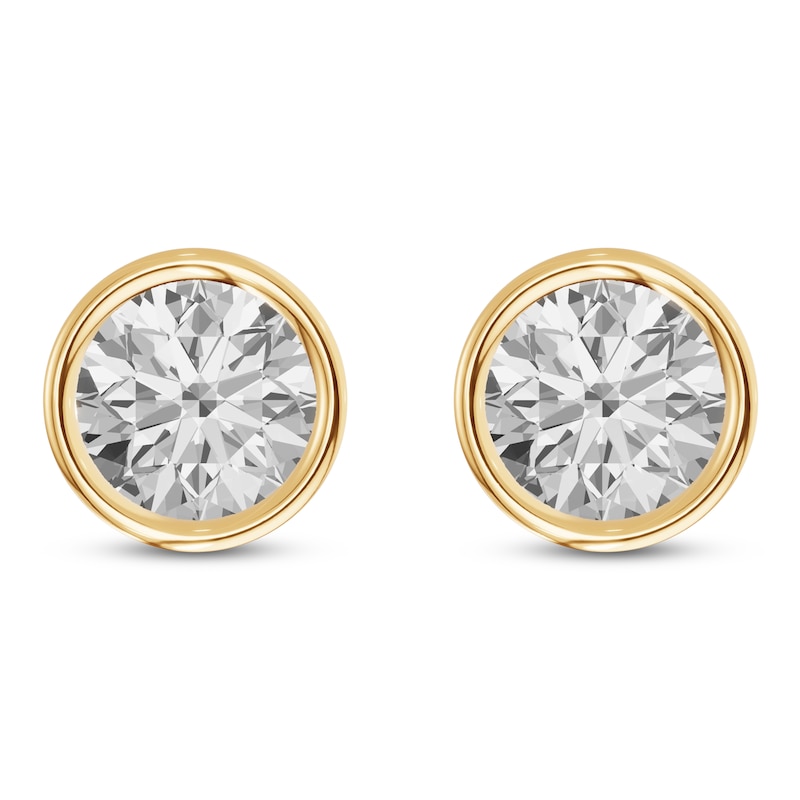Main Image 1 of Jared Signature Lab-Grown Diamond Certified Round-Cut Solitaire Stud Earrings 1 ct tw 14K Yellow Gold (VS2/F)