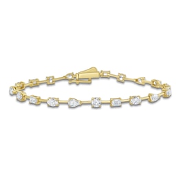 Jared Signature Oval, Pear, Round & Emerald-Cut Lab-Grown Diamond Bar Link Station Bracelet 4-7/8 ct tw 14K Yellow Gold 7"