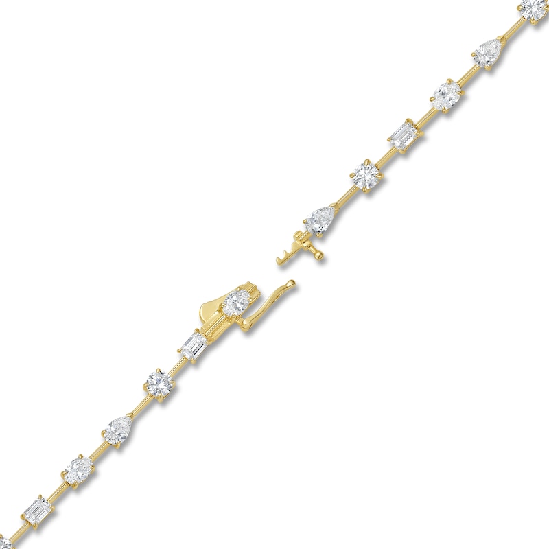 Main Image 3 of Jared Signature Oval, Pear, Round & Emerald-Cut Lab-Grown Diamond Bar Link Station Bracelet 4-7/8 ct tw 14K Yellow Gold 7"