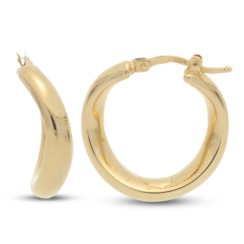 Main Image 1 of Italia D'Oro Wave Hoop Earrings 14K Yellow Gold 23.3mm