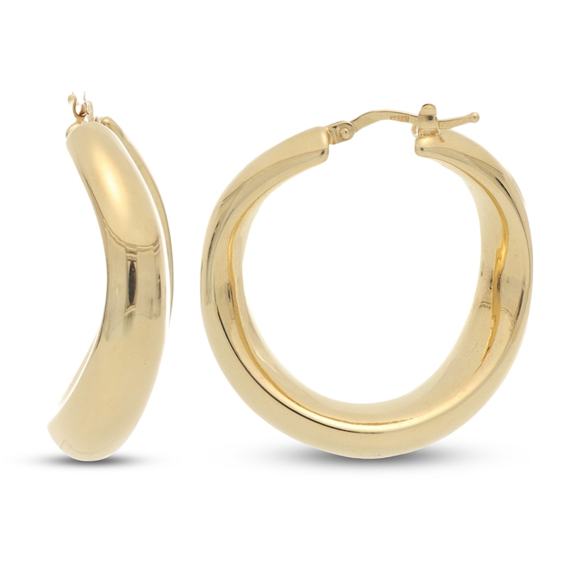 Main Image 1 of Italia D'Oro Wave Hoop Earrings 14K Yellow Gold 35.6mm