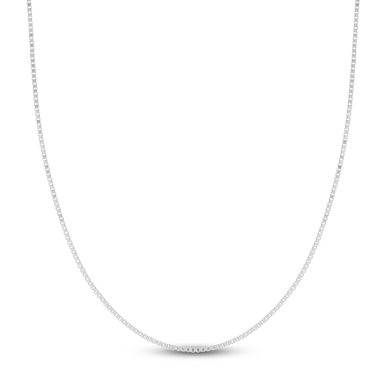 1.2mm Box Chain Necklace Solid 14K White Gold 18"