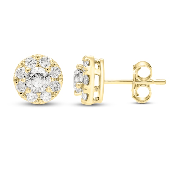 Jared Signature Diamond Halo Stud Earrings 1 ct tw 10K Yellow Gold