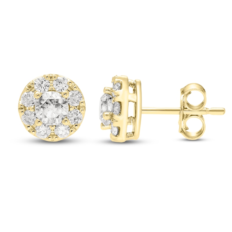 Main Image 1 of Jared Signature Diamond Halo Stud Earrings 1 ct tw 10K Yellow Gold