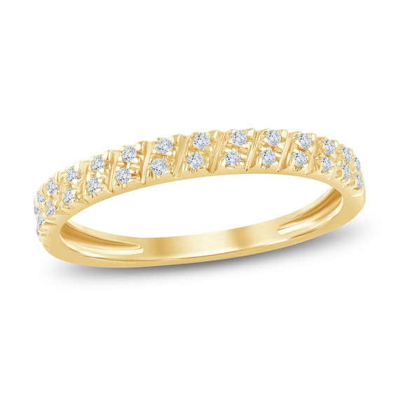 Chosen Certified Diamond Diagonal Double-Row Stackable Ring 1/8 ct tw 14K Yellow Gold