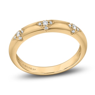 Chosen Certified Round-Cut Diamond Star Station Stackable Wedding Band 1/10 ct tw 14K Yellow Gold
