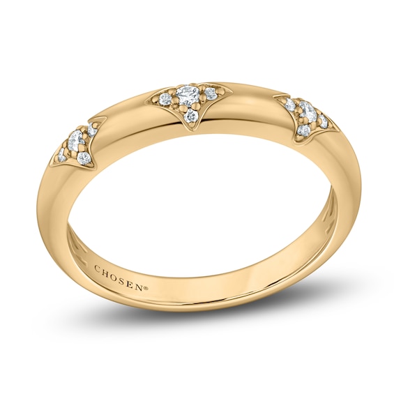 Chosen Certified Round-Cut Diamond Star Station Stackable Anniversary Ring 1/10 ct tw 14K Yellow Gold