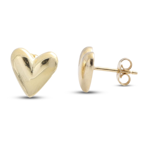 Abstract Heart Stud Earrings 10K Yellow Gold