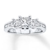 Diamond 3-Stone Ring 2 ct tw Princess 14K White Gold