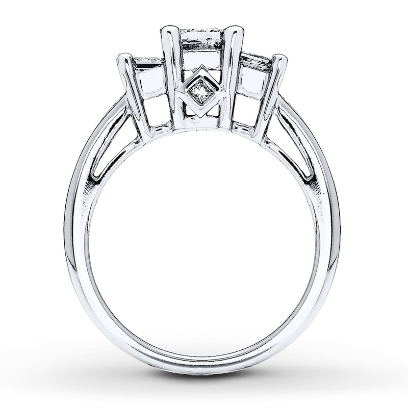Diamond 3-Stone Ring 2 ct tw Princess 14K White Gold