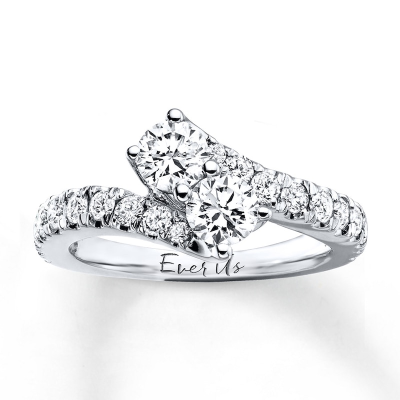 Main Image 1 of Ever Us Two-Stone Ring 1-1/2 ct tw Diamonds 14K White Gold