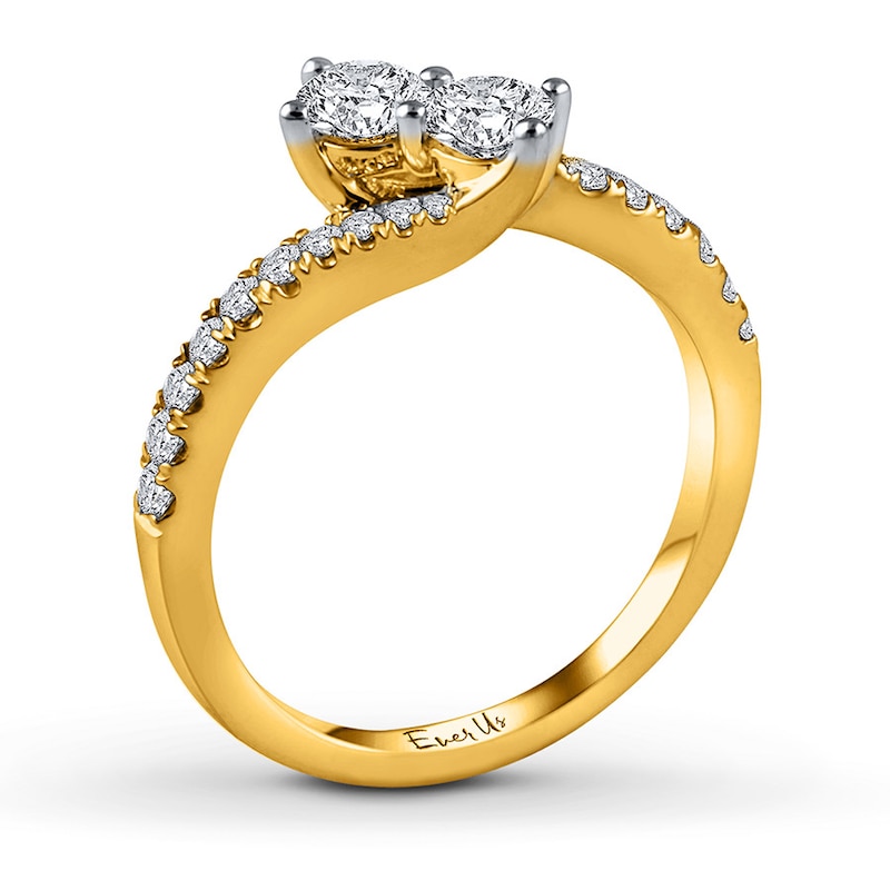 Main Image 2 of Ever Us Two-Stone Ring 1/2 ct tw Diamonds 14K Yellow Gold