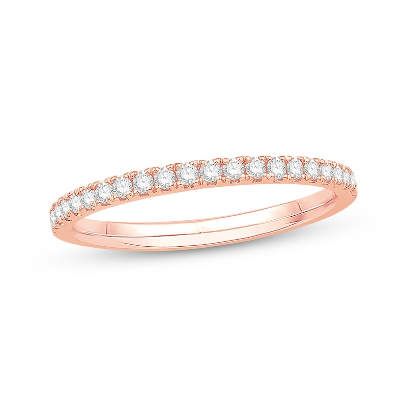 Main Image 1 of Colorless Diamond Band 1/4 ct tw Round-cut 14K Rose Gold