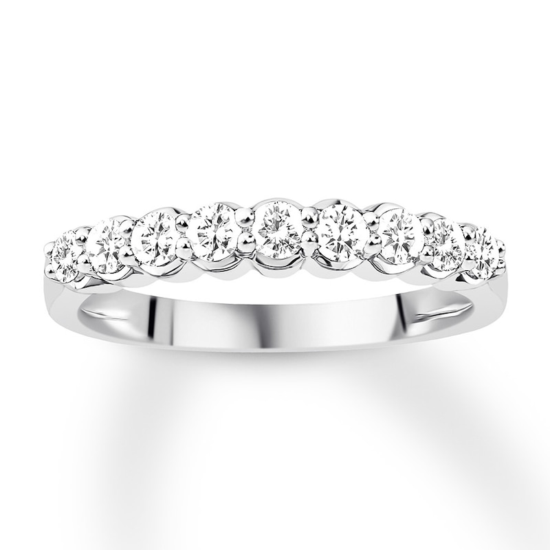 Diamond Anniversary Ring 1/2 carat tw Round 14K White Gold with 360