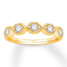 Diamond Anniversary Ring 1/2 ct tw Round-cut 10K Yellow Gold