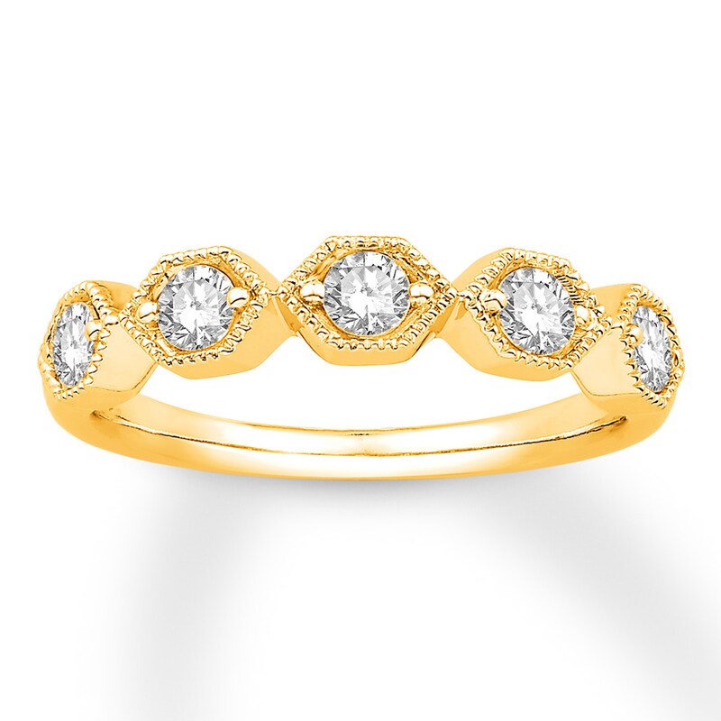Main Image 1 of Diamond Anniversary Ring 1/2 ct tw Round-cut 10K Yellow Gold