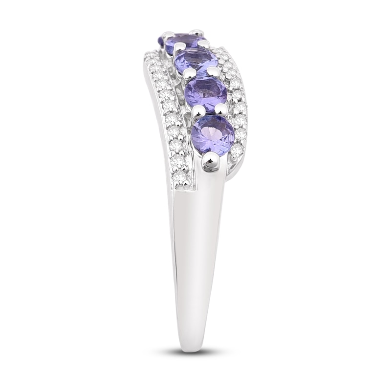 Main Image 2 of Natural Tanzanite Anniversary Ring 1/8 ct tw Diamonds 14K White Gold