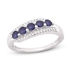 Thumbnail Image 1 of Natural Blue Sapphire Anniversary Ring 1/8 ct tw Diamonds 14K White Gold