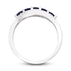 Thumbnail Image 3 of Natural Blue Sapphire Anniversary Ring 1/8 ct tw Diamonds 14K White Gold