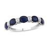 Thumbnail Image 1 of Natural Blue Sapphire Anniversary Ring 1/10 ct tw Diamonds 14K White Gold