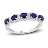Thumbnail Image 0 of Natural Blue Sapphire Anniversary Ring 1/5 ct tw Diamonds 14K White Gold