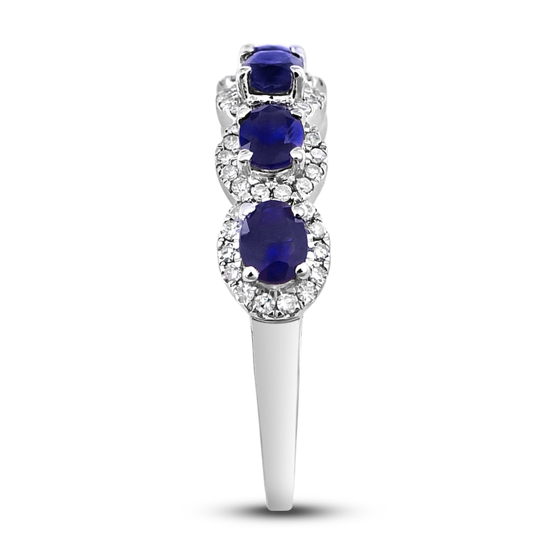 Main Image 3 of Natural Blue Sapphire Anniversary Ring 1/5 ct tw Diamonds 14K White Gold