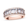 Thumbnail Image 0 of Natural Aquamarine Anniversary Ring 1/5 ct tw Diamonds 14K Rose Gold