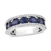 Thumbnail Image 0 of Natural Blue Sapphire Anniversary Ring 1/4 ct tw Diamonds 14K White Gold