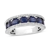 Thumbnail Image 1 of Natural Blue Sapphire Anniversary Ring 1/4 ct tw Diamonds 14K White Gold