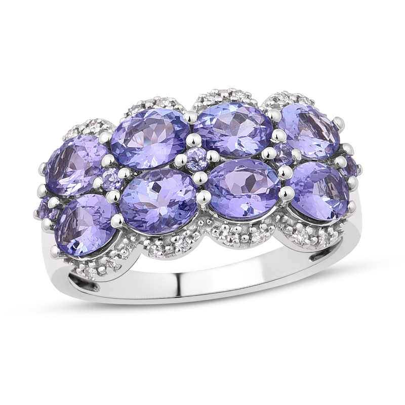 Main Image 1 of Natural Tanzanite Anniversary Ring 1/15 ct tw Diamonds 14K White Gold