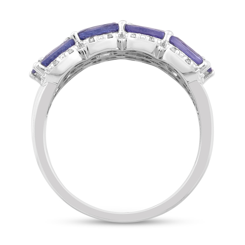 Main Image 3 of Natural Tanzanite Anniversary Ring 1/15 ct tw Diamonds 14K White Gold