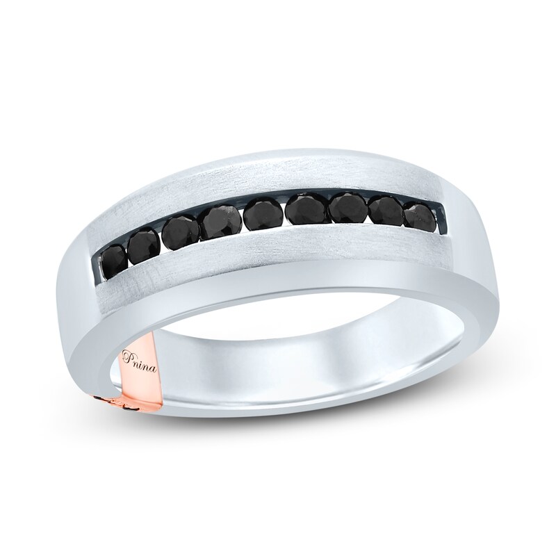 Main Image 1 of Pnina Tornai For Life Men's Black Diamond Wedding Band 1/2 ct tw Round 14K White Gold