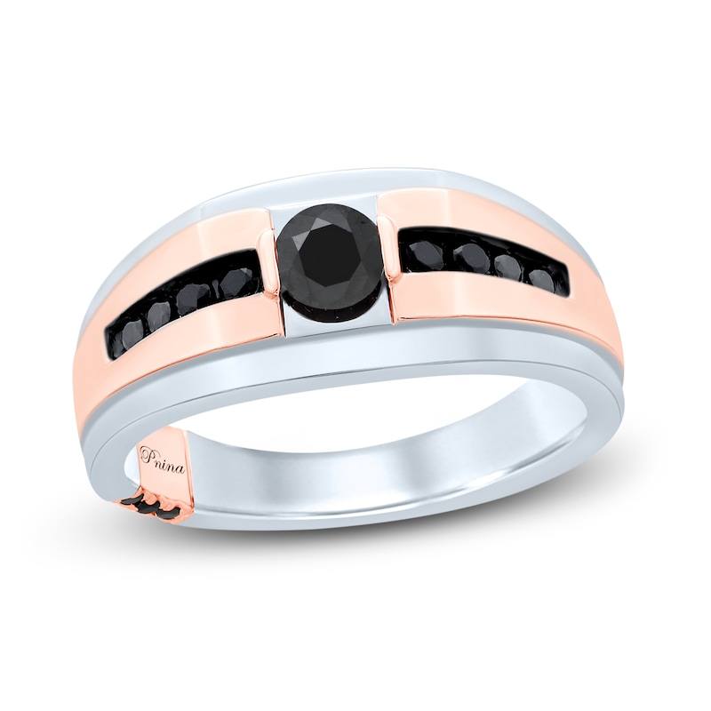 Main Image 1 of Pnina Tornai Above All Men's Black Diamond Wedding Band 3/4 ct tw Round 14K Two-Tone
