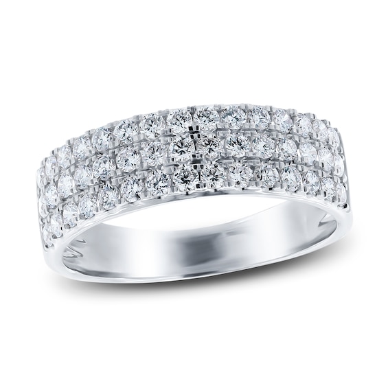 Diamond Anniversary Ring 34 ct tw Round 14K White Gold