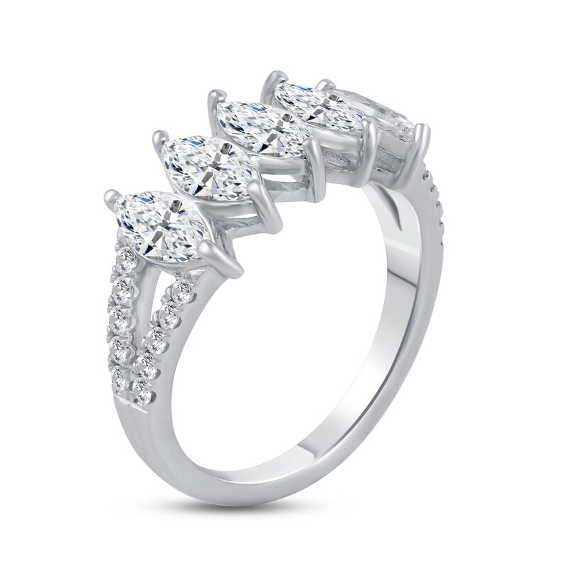 Main Image 2 of Diamond 5-Stone Anniversary Ring 2-1/5 ct tw Round/Marquise 14K White Gold