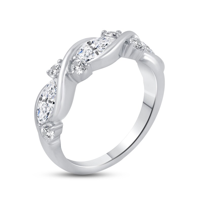 Main Image 2 of Diamond Anniversary Ring 1-1/2 ct tw Round/Marquise 14K White Gold