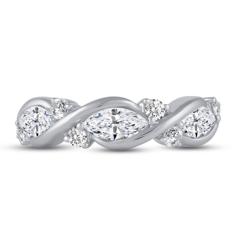 Main Image 3 of Diamond Anniversary Ring 1-1/2 ct tw Round/Marquise 14K White Gold