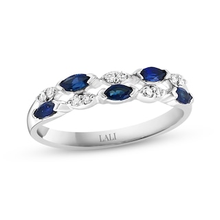 LALI Jewels Natural Blue Sapphire Anniversary Ring 1/15 ct tw Diamonds ...
