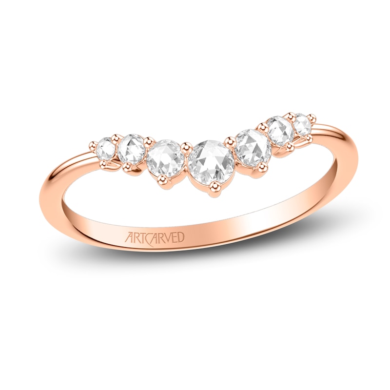 Main Image 1 of ArtCarved Rose-Cut Diamond Anniversary Band 1/5 ct tw 14K Rose Gold