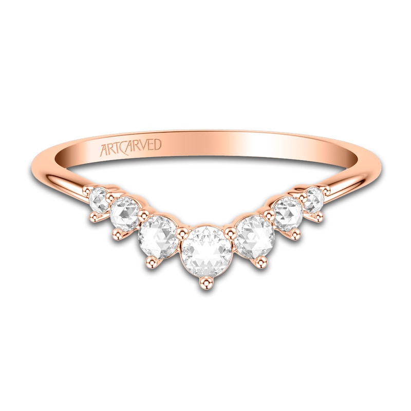 Main Image 2 of ArtCarved Rose-Cut Diamond Anniversary Band 1/5 ct tw 14K Rose Gold