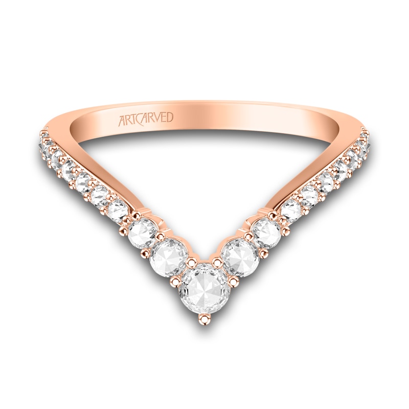 Main Image 2 of ArtCarved Rose-Cut Diamond Anniversary Band 3/8 ct tw 14K Rose Gold
