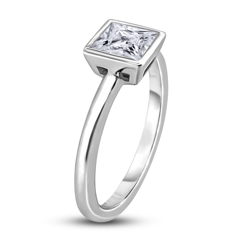 Main Image 2 of Diamond Solitaire Engagement Ring 1-1/2 ct tw Bezel-Set Princess 14K White Gold (I2/I)