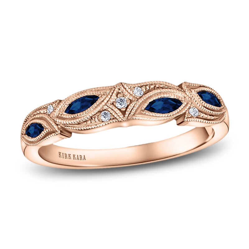 Main Image 1 of Kirk Kara Natural Blue Sapphire Anniversary Band Diamond Accents 18K Rose Gold